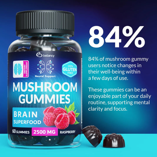 Mushroom Gummies Lion's Mane and Reishi for Cognitive Clarity 60 Gummies